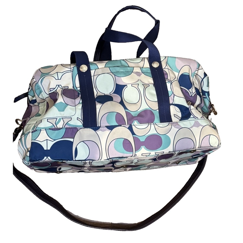 Coach Womens Tote Travel Bag Multicolor Kyra Soho Print F77285 Blueβ Purple Grey